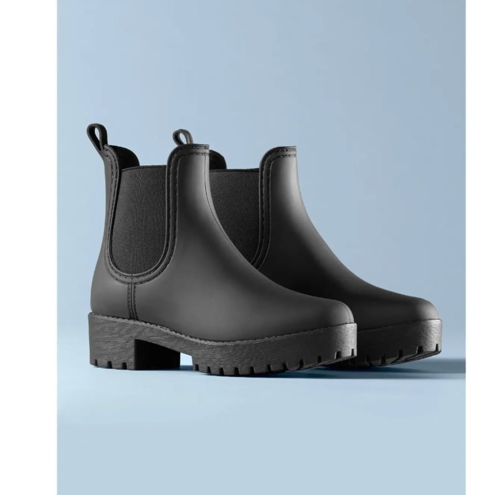 Jeffrey Campbell Cloudy Waterproof Chelsea Rain Boot Black